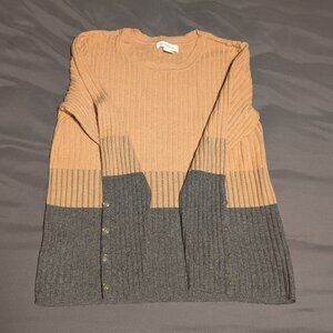 Liz Claiborne | Tan and grey pullover knit sweater, Size L